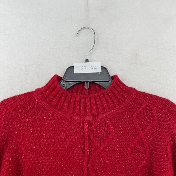 American Eagle Outfitters Sweater Women's XS Red Ribbed Knit Mock Neck Pullover - Picture 12 of 12